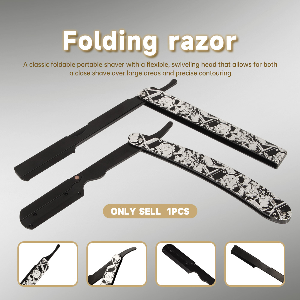 Men'S Grooming Eyebrow Trimming - Pisau Cukur Antik Bergagang Motif Tengkorak,