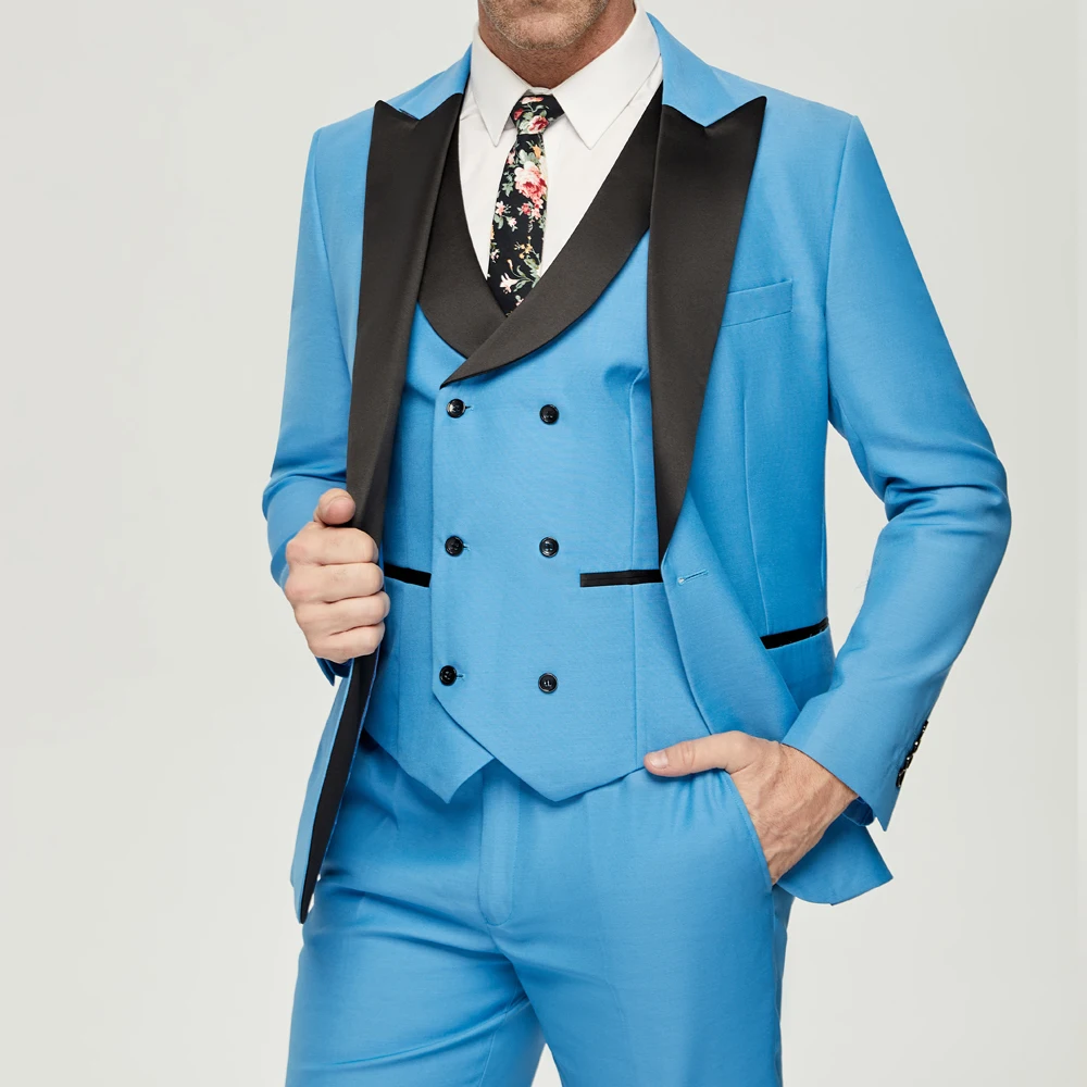 Setelan Pria Biru 3 Potong Set - Men'S Grooming Studio ulasan dan harga