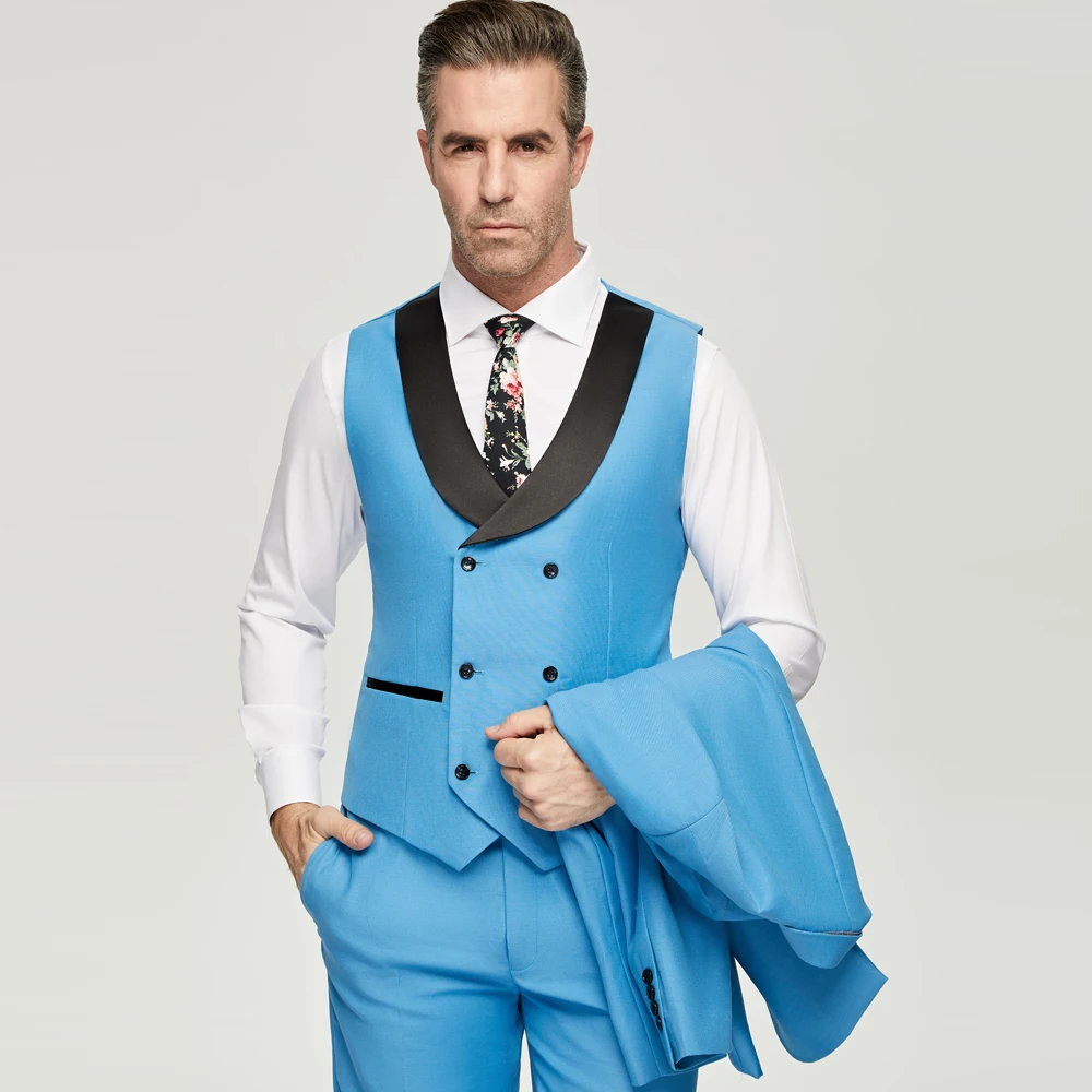 Setelan Pria Biru 3 Potong Set - Men'S Grooming Studio ulasan dan harga